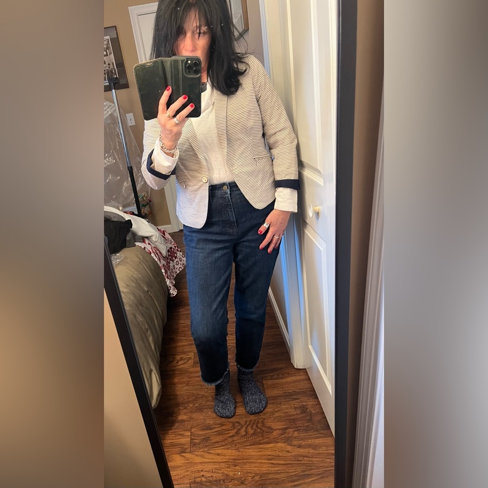 Striped Jacket with Navy Accents